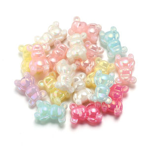 10pcs/lot 17×25mm Acrylic Beads Colorful Mini Bear Shape Loose Beads For Jewelry Making DIY Bracelet Phone Chains Accessories