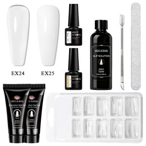 MEET ACROSS | 8pcs 30ml Acrylic UV Gel Extension Nail Gel Kit Nude Clear Pink Fast Building Gel Nail Polish All For Manicure Nail Art Varnish