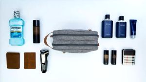 Toiletry Storage Handbag Canvas Cosmetic Shower Bag Travel Make Up Dopp Kit Toiletry Handle Pouch LA