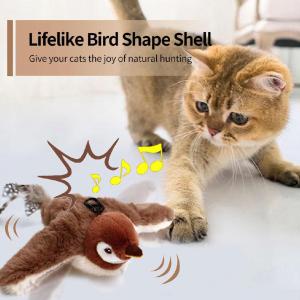 Cat Interactive Toy Chirping Bird  Rechargeable Interactive Flapping Chirping Bird Cat Toy Bird Catnip Touch-Activated Toys