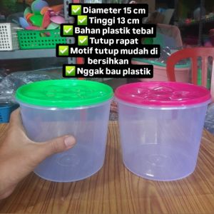 ( DAPAT 6 ) toples 1500 ml / toples kue kering 1 kg / toples kue kacang / gula / sealware bulat / toples bening kecil / seblak / es campur