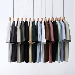 Summer New Heavyweight 240gsm 40-Single-Ply Double-Yarn Brushed Cotton Short-Sleeve T-Shirt Mens Loose round Neck Trendy Solid Color Womens