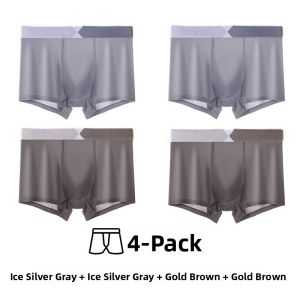 Miiow | Mens Ice Silk Underwear Breathable Seamless Boxer Shorts Antibacterial Skin-Friendly Comfortable Mid-Waist Nylon Fabric