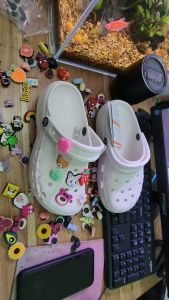 Dép Cross Baya Band Crush Clog Chính Hãng Tặng 10 Jib Nữ Ngẫu nhiên - Đế Cao 5 Cm- Màu Trắng