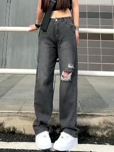 KULOT JEANS HIGHWAIST RIPPED Celana Panjang Highwaist Kulot Jeans Wanita Sobek Termurah