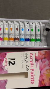 12 Colors Acrylic paint Set - Premium Quality 9ml Tubes for Art & Crafts