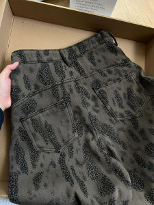 American Retro Tie Dye Leopard Print High Waist Loose Wide Leg Jeans Women Casual Long Pants Denim Fabric No Stretch Adult