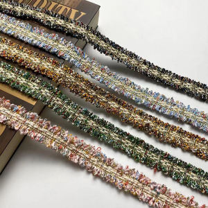 ผ้าบังหน้าต่าง DIY ปักลายดอกไม้หลายสี ชายเสื้อผ้า ผ้าปิดขอบ ขนแกะ หางม้า วัสดุตกแต่งสำหรับงานฝีมือ