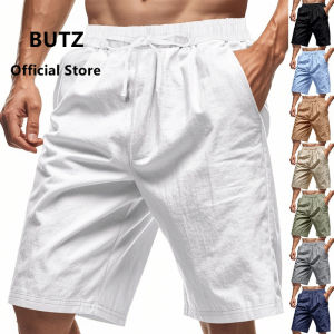 BUTZ brand 2025 new summer mens thin linen breathable beach sports casual loose five quarter shorts men