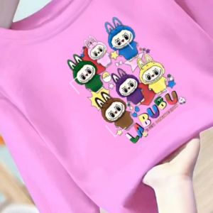 Baju Kaos Fashion anak Cewek Cowok usia 1-12 tahun bergambar Labubu and Friends Terbaru Bahan Babyterry