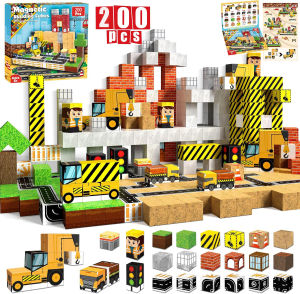200PCS Magnetic Building Blocks Toy Set 100PCS Magnet Cubes Stacking Construction Set STEM Montessori Sensory Toys New Year Gift