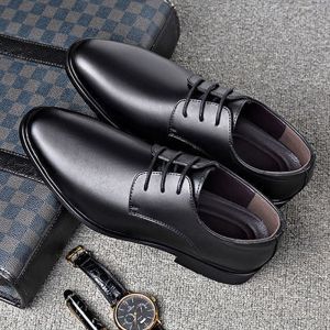 39-44 รองเท้าหนังชาย รองเท้าทำงานอย่างเป็นทางการ สไตล์ลำลองธุรกิจ เชือกผูก สีดำ สีน้ำตาล หลา