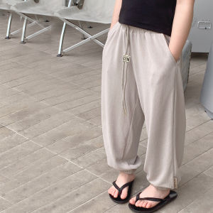 Girls Summer Anti-Mosquito Pants Loose Fit Lightweight Casual Trousers Elastic Waist Cotton Blend Fabric Breathable Childrens Clothing