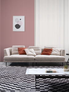 Nordic Style Latex Fabric Sofa Modern Minimalist Living Room Three-Seater Technology Cloth Four-Seater Couch Wooden Structure