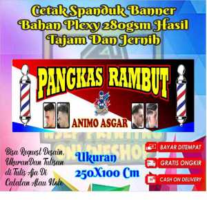 PRINT CETAK SEPANDUK 250×100 PANGKAS RAMBUT ANIMO ASGAR CUSTOM DESAIN