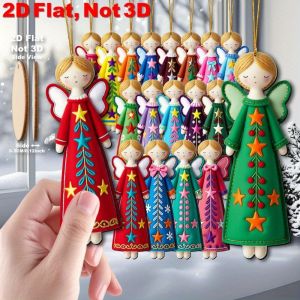 18/54pcs Colorful 11.94 Cm Artificial Wood Flat 2D Angel DecorationsChristmas Tree Toppers Gift Tags Party & Home Decorations