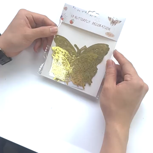 AN 12PCS/Set Stiker Kupu-kupu 3D/Dekorasi Dinding Ruang Ttamu Stiker Kupu-kupu Imitasi Logam Berongga COD