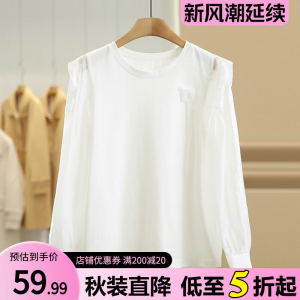 100% Cotton Long Sleeve round Neck T-Shirt Womens Base Layer Shirt Simple Design Solid Color Spring Commute Style Straight Cut