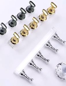 5Pcs False Nail Tips Practice Training Stand Holder Base Aurora Acrylic Nail Art