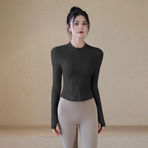 Womens Yoga Sportswear Autumn Winter Slim Fit Long Sleeve Zipper Running Fitness Jacket Stand Collar Professional Outerwear