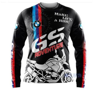 BMW Cycling Clothing Long Sleeves Men Pullover round-Neck Shirt Athleisure Long Upper Outer Garment Breathable Quick-Drying Bicycle Clothing