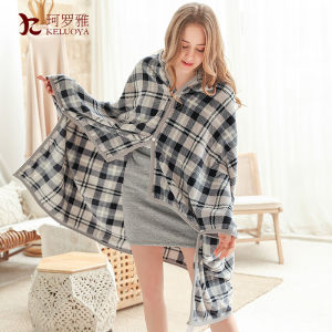 Warm Flannel Shoulder Wrap Blanket for Office Nap Air Conditioned Couch Student Siesta Polyester Fiber Modern Simple Style