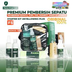 Fama-Starterkit F5 Unyellowing Plus-Bonus Tas-Kualitas Premium-Paket Cuci Sepatu|Paket Laundry Sepatu-Fama Shoe Cleaner-Shoes Cleaner