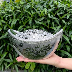 Creative Silver Yuanbao Wealth Attraction Feng Shui Decorations Wedding Candy Box New Year Gifts Living Room Plastic Sculpture