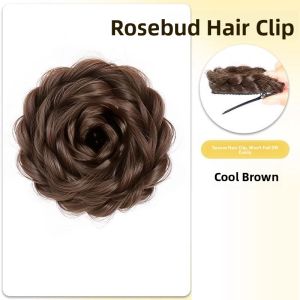 MONLEYTA | Natural Hair Bun Wig For Women Fake Hair Bun Headband Real Hair Hair Accessories Flower Bud Updo Fake Ball Head Wig