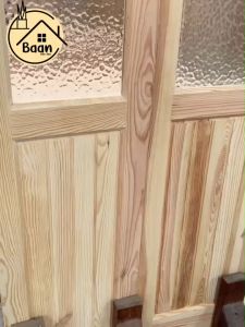 บ้านดี บาน ประตู ช่องแสงข้างไม้สน รุ่นONL-017 ขนาด40x200cm/หรือประตูบานคู่ ขนาด80x200cm สินค้าพร้อมส่ง