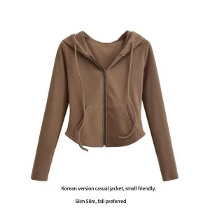 ผู้หญิง ชุดออกกําลังกาย มีฮู้ด ผ้าขนแกะ เสื้อแจ็คเก็ต ชุดกีฬาแขนยาว พรางหุ่น สั้น เสื้อท่อนบน สําหรับวิ่งโยคะโพลียูรีเทน ยืดได้ ไฟเบอร์