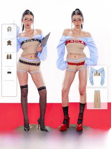 ชุดกระโปรงสั้น กางเกงขายาว สีกรมท่า Nola Khaki Blue Sweet Heart เสื้อคลุมกันหนาวแขนยาวคอวี ชุดแฟชั่นสำหรับผู้หญิงวัย 18-25 ปี