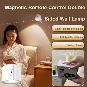Doublesided magnetic wall lamp bedside lamp with remote control