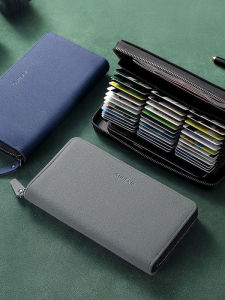Mens Long Wallet Faux Leather Large Capacity Business Card Holder New Zipper Handbag Polyester Lining OL Style Summer Collection