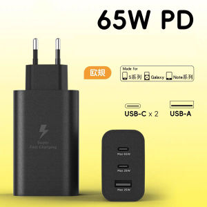 Samsung | Samsung 65W PD Super Fast Trio Charger EU Power Adapter For Galaxy S25 S26 FE Plus Note20 Ultra A55 C55 1/1.8M Dual Type C Cable