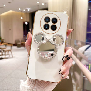 Hot Phone Case Realme 13 + Realme13 Realme 13 Pro+ 12 Plus 4G 5G New Cute Cartoon Fashion Anti-drop Silicone Soft Casing with Shiny Rhinestone Makeup Mirror Bracket 2024