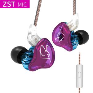KZ ZST Wired Sports Earphones Dual Unit Dynamic Iron And Moving Coil In-Ear Universal Mobile Phone Line Control Bluetooth Replaceable Cable