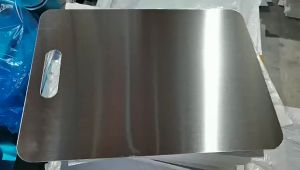 Heavy Duty Hangable Chopping Board 304 Stainless Steel Cutting Board Dough Kneading Board Kitchen Cutting Board for Meat and Vegetable Double-Sided Titanium Chopping Board