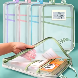 Oldlaiben Mesh Zipper Bag Transparent Document Bag Storage School Stationary Folder Pouch Office