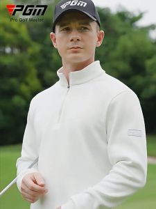PGM Golf Outfit Autumn Long Sleeve for Men Warm Zipper Neck Men Clothing Thin Coat Polyester YF632