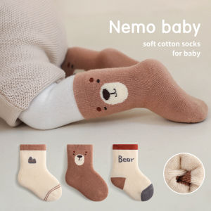 ถุงเท้าเด็กทารกสำหรับฤดูใบไม้ผลิและฤดูใบไม้ร่วงฤดูหนาวถุงเท้าข้อยาวปานกลางผ้าฝ้ายแท้หนาพิเศษกันหนาวสำหรับเด็กแรกเกิด0-3เดือน6เด็กชายและเด็กหญิง