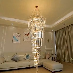 Tri-colors Crystal Glass Lighting Stair Chandelier Modern Deusign LED Indoor Light Kitcheirn Lamps Stair Lights for Ceiling