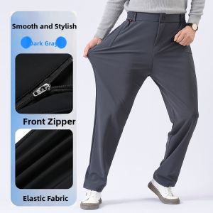 WEISHIJUE | Anti-Wrinkle Elastic Mens Casual Pants High Waist Deep Crotch Long Pants