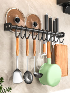 Multi-Functional Kitchen Storage Rack Pot Lid Wall Mounted Organizer Hanging Hook for Pots Spoons No Drilling Required