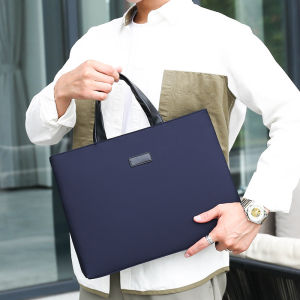 Simple Pure Color Large Capacity Briefcase New Mens Handbag Multi-Layer Storage Business Meeting Computer Bag