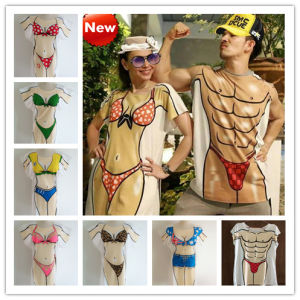 Couples Muscle Bikini T-Shirt Beach Tease Long Dress Creative Best Friend Cover up Class Uniform Mid-Length Dress