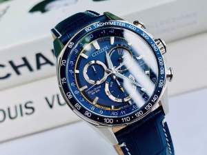 ĐỒNG HỒ NAM CHÍNH HÃNG CITIZEN CB5918-02L Eco Drive Perpetual Calendar Chronograph Sapphire Blue Dial & Leather For Men