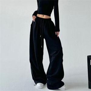 Y2K Harajuku Wide Leg Sweatpants Women Streetwear Baggy Oversize Gray Sports Pants High Waist Drawstring Casual Joggers Trousers
