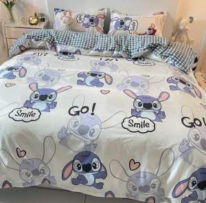 ผ้าปูที่นอน ชุดผ้าปูที่นอน (ลายสติซขาว) ขนาด 3|5|6 🛌 ฟุต ผ้า COTTON 100% งานเย็บดีผ้าไม่เป็นขุย ห่มสบาย เกรดพีเมี่ยม💖👑🐳