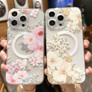 Magnetic Absorption Magsafe Phone Case for Apple 17Promax 16iPhone14 Couples Simple Huawei Mate60 Small Fresh 13Pro Womens High End 15Plus Flowers